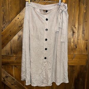 Cato linen Beige Button-Down Skirt with tie size 18/20W